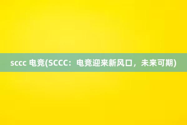 sccc 电竞(SCCC：电竞迎来新风口，未来可期)