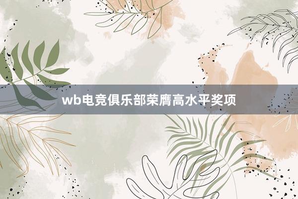 wb电竞俱乐部荣膺高水平奖项